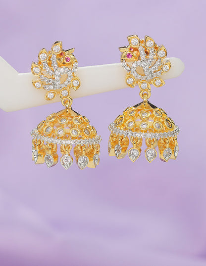 Designer Zirconia Peacock Shaped Jhumka