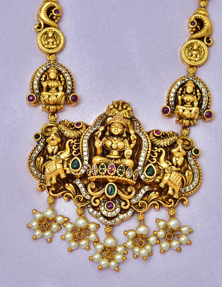 Designer Antique Plated Zirconia Necklace Set