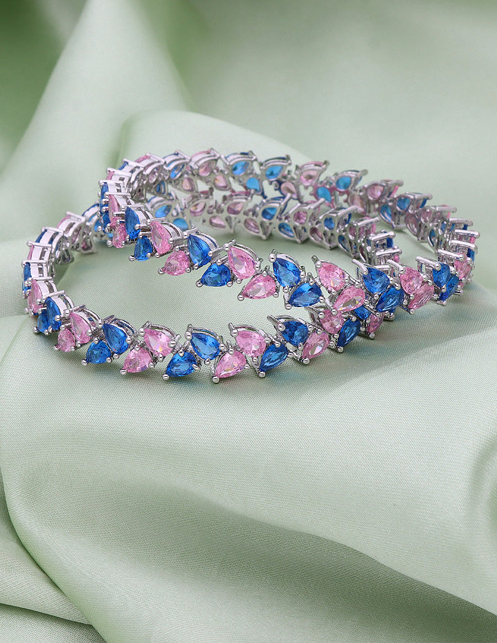 Designer Zirconia Aqua Blue Baby Pink Bangles