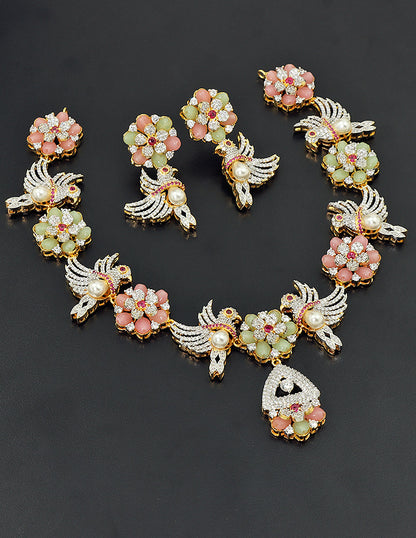 Designer Peacock Garden Necklace Set