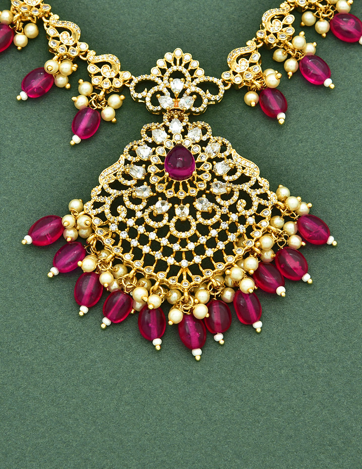 Floral Designer Zirconia Necklace Set