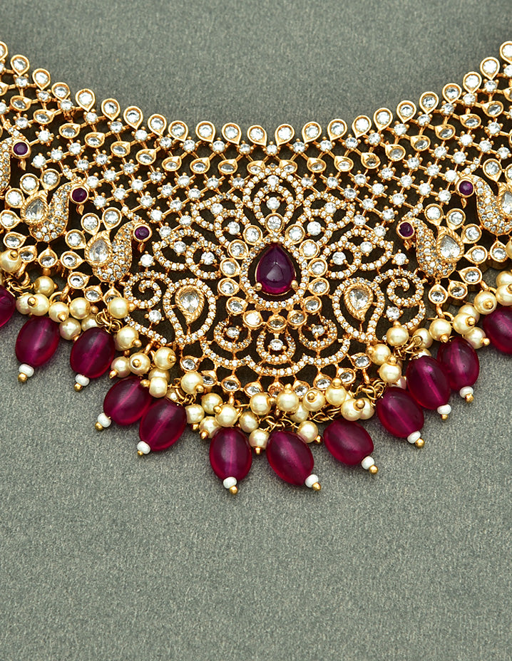 Zircon Carat Polish Grand Wedding Necklace Set