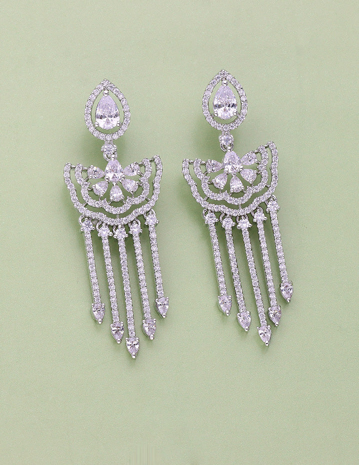 Gold-Plated American Diamond and Ruby Studded Heavy Drop Earrings – Priyaasi