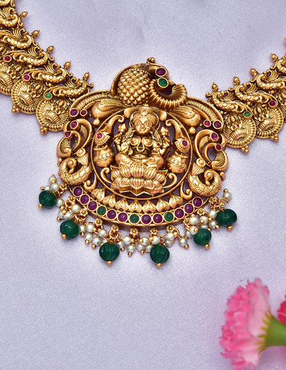 Designer Antique Finish Grand Wedding Kasu Necklace Set