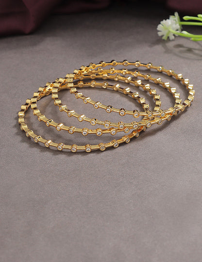 Designer Zirconia Golden Sparkle Stack Bangles