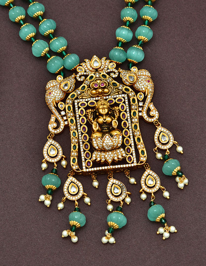 Pumpkin Beads with Lakshmi Devi Chain Pendant