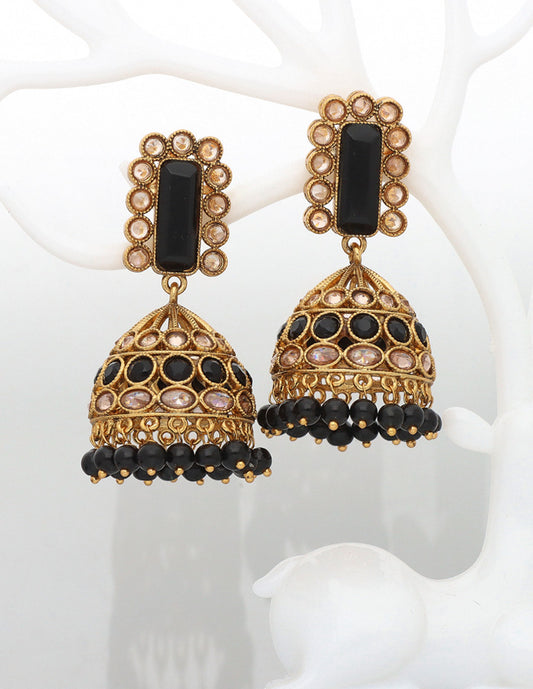 Designer Gold Polish Jhumka Earrings