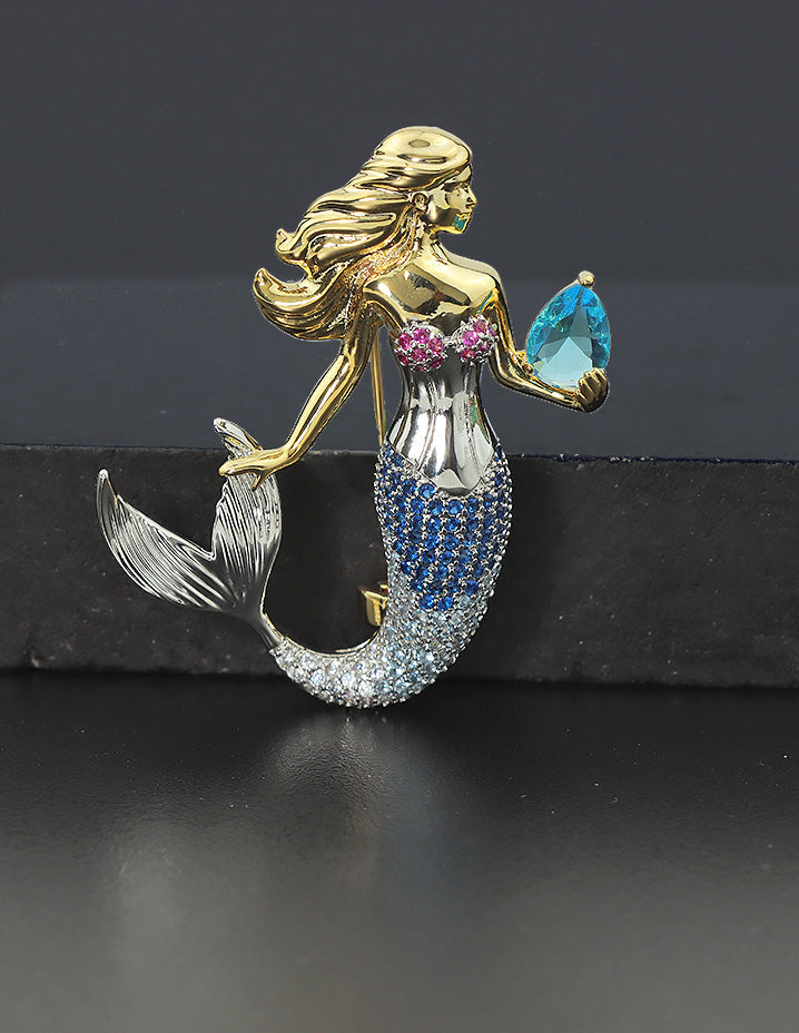 Designer GJ Polish Zirconia Brooch
