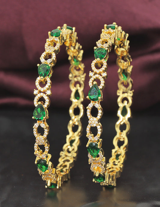 Designer Zirconia Emerald Bangle