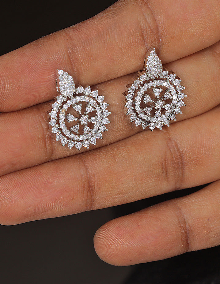 Designer Zirconia Floral Stud Earrings