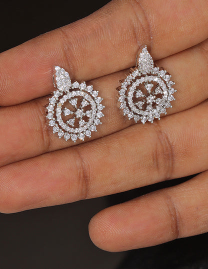 Designer Zirconia Floral Stud Earrings