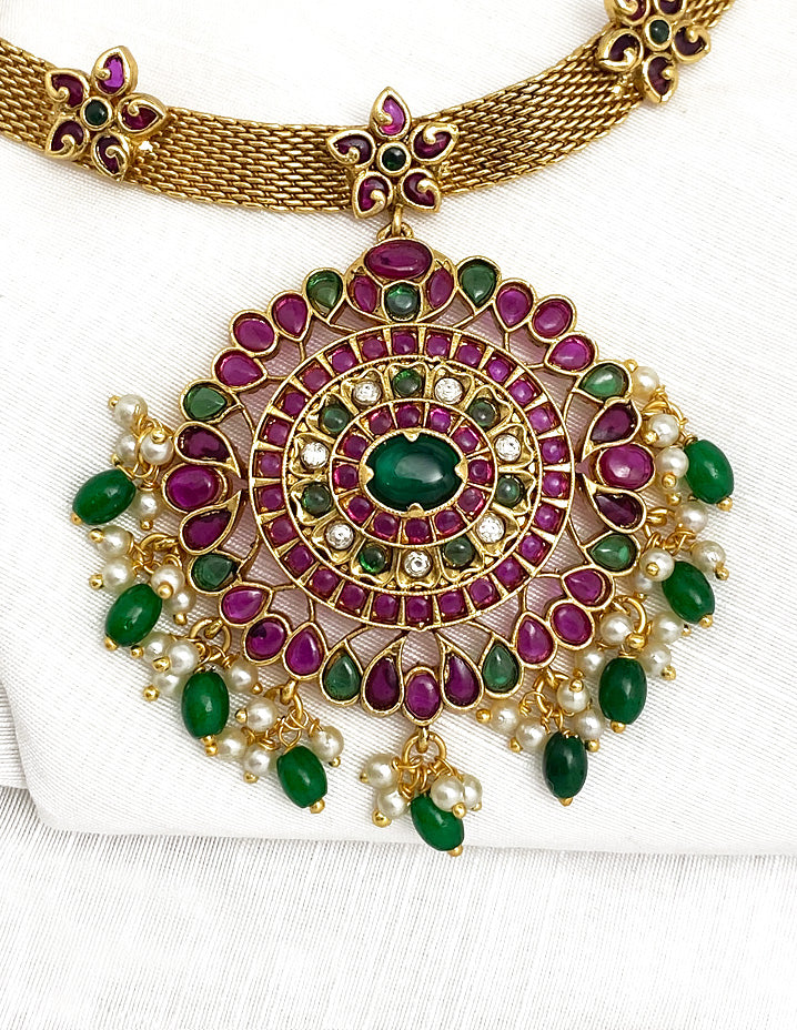 Antique Kemp Ruby And Emerald Necklace Set