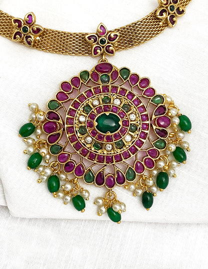 Antique Kemp Ruby And Emerald Necklace Set