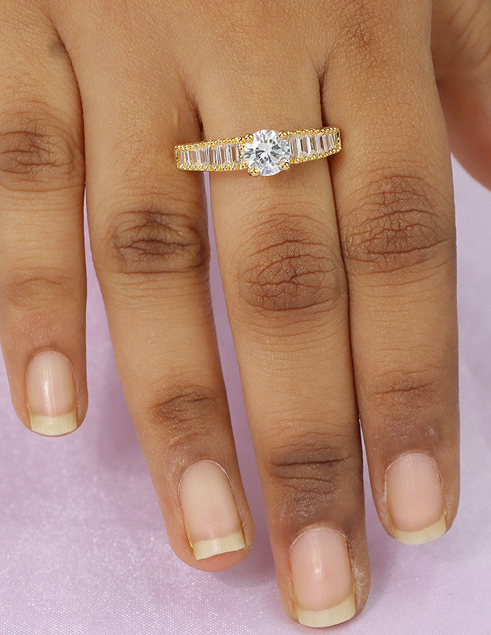 Designer Zirconia Solitaire Finger Ring