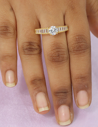 Designer Zirconia Solitaire Finger Ring