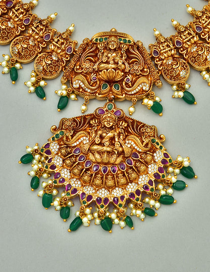 Designer Lakshmi Devi Grand Wedding Necklace Set