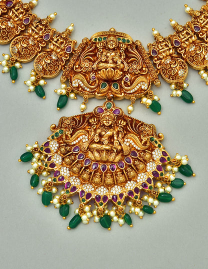 Designer Lakshmi Devi Kempu Wedding Necklace Set