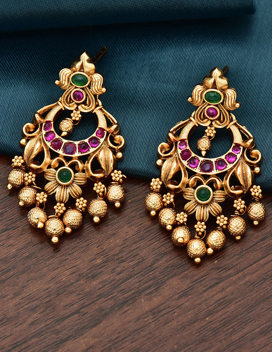 Designer Kempu Chandbali Earrings