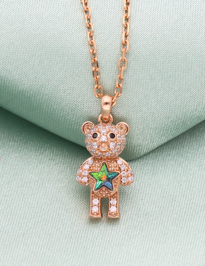 Swarovski Crystal Teddy Bear Chain Pendant
