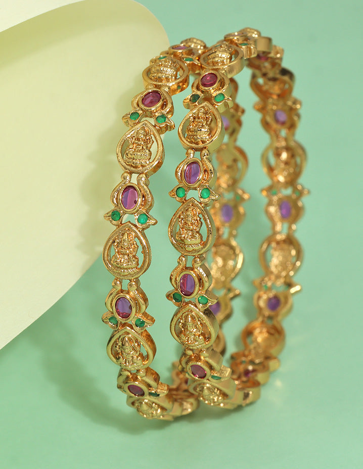 Designer Lakshmi Devi Matt Kempu Bangles ZBGL11272
