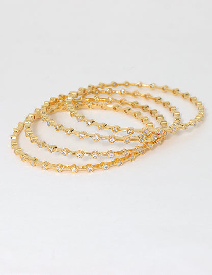 Designer Zirconia Golden Sparkle Stack Bangles