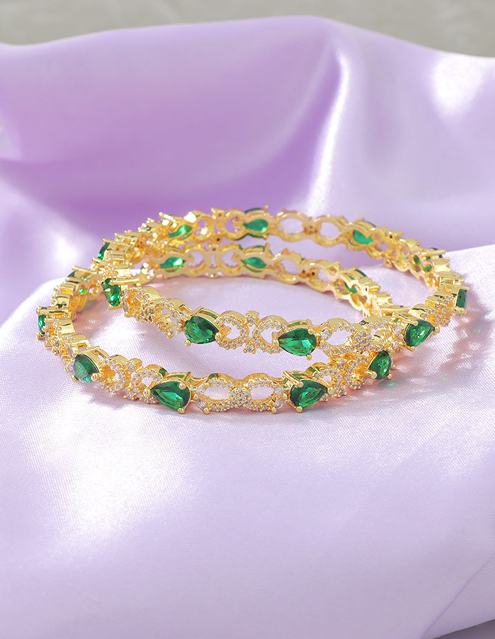 Designer Zirconia Emerald Bangle
