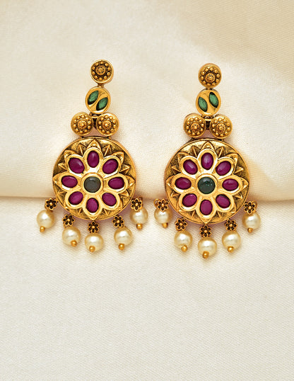 Antique Kempu Necklace Set 127955