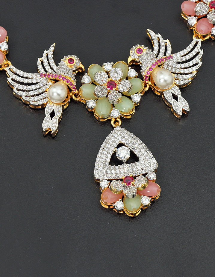 Designer Peacock Garden Necklace Set