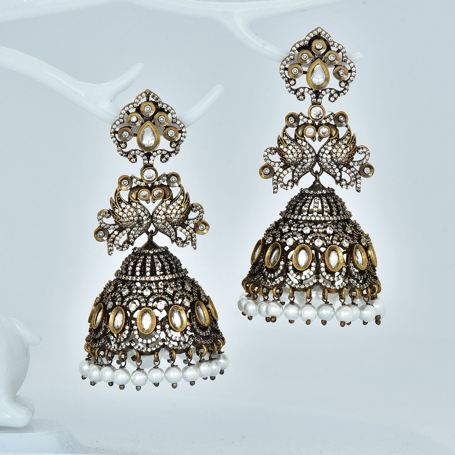 Zirconia Victorian Polish Jhumka Earrings