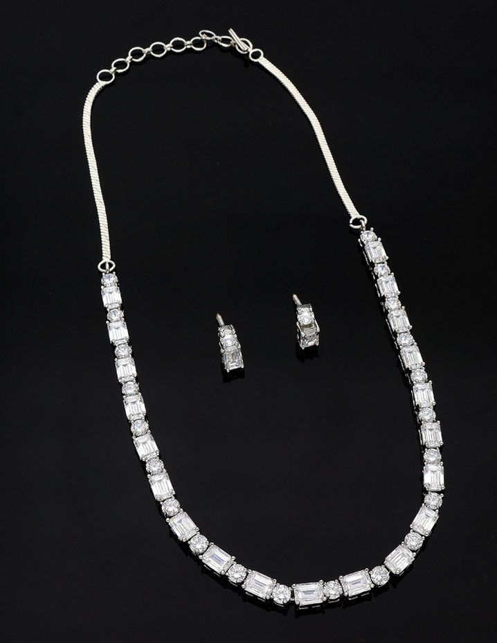 Rhodium Polish Zirconia Necklace Set