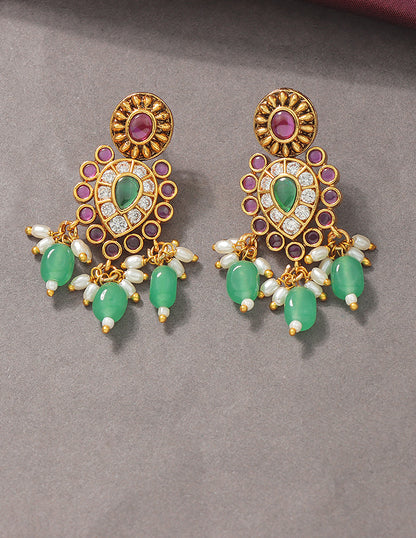 Designer Elegant Mango Shaped Matt Kempu Necklace Set