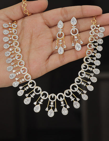 Designer GJ Polish Zirconia Necklace Set