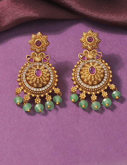 Designer Regal Temple Heritage Kempu Necklace Set