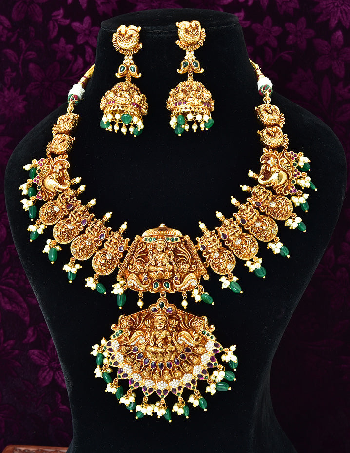 Designer Lakshmi Devi Kempu Wedding Necklace Set