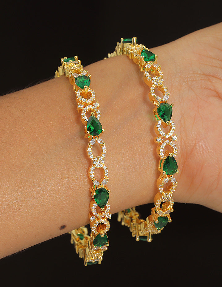 Designer Zirconia Emerald Bangle