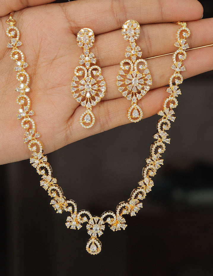 Designer Zirconia Crystal Elegance Necklace Set