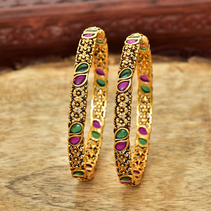 Designer Antique Kempu Bangles ZBGL10865