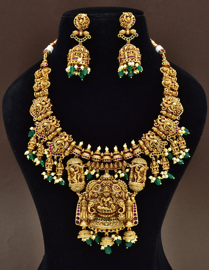 Antique Muhurtham Lakshmi Devi Grand Necklace Set