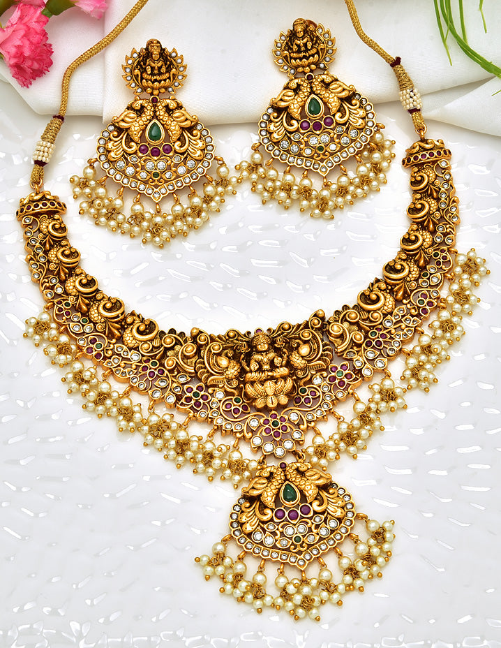 Antique Lakshmi Devi Design Guttapusalu Necklace Set