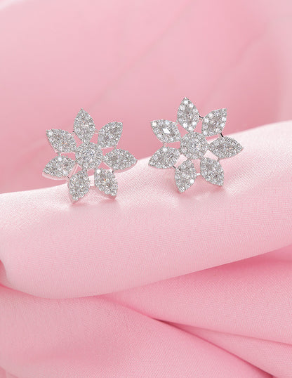 Designer Zirconia Floral Stud Earrings