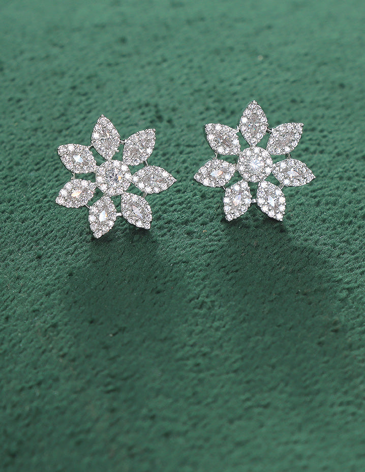 Designer Zirconia Floral Stud Earrings
