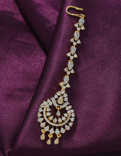 Designer Zirconia Floral Shaped Maang Tikka