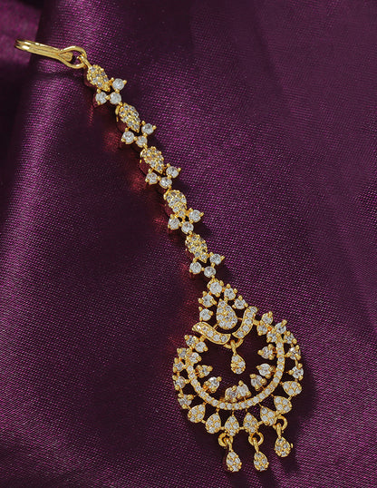 Designer Zirconia Floral Shaped Maang Tikka