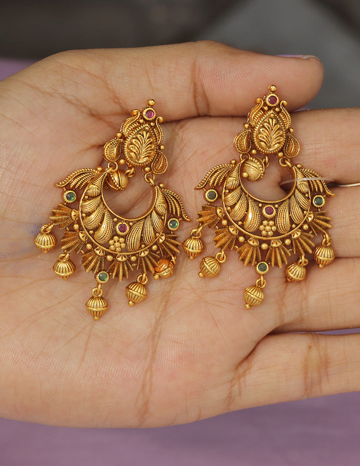Designer Kempu Chandbali Earrings