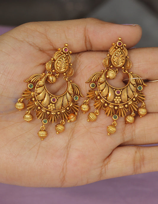 Designer Kempu Chandbali Earrings
