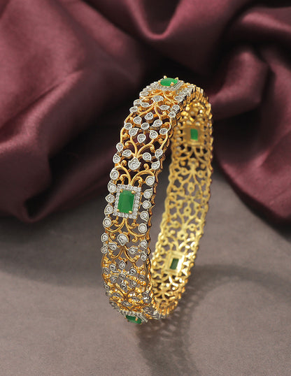 Designer Zirconia GJ Floral Emerald Bangle