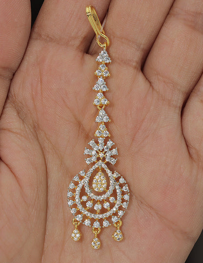 Designer Zirconia Floral Shaped Maang Tikka