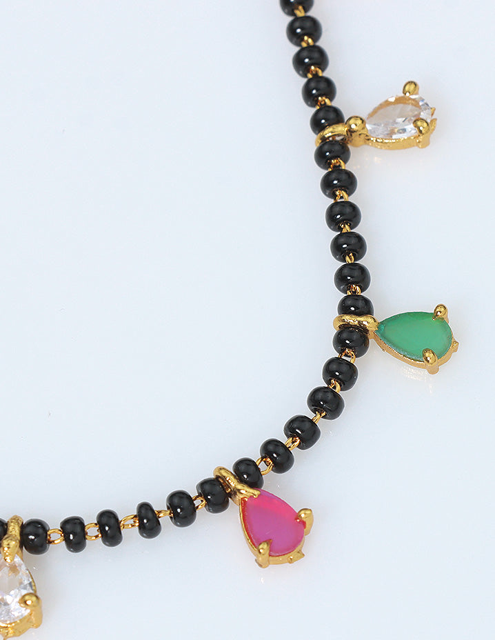 Designer Pihu Heartstone Mangalsutra Black Beads