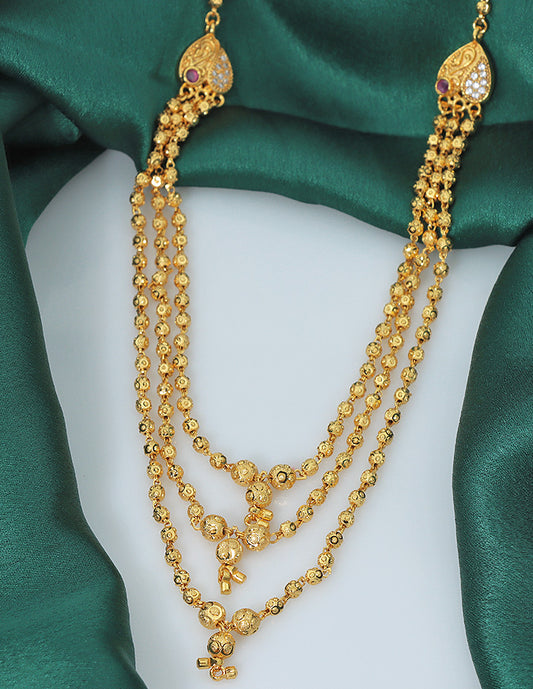 Designer Triveni Gold Bead Haaram Thali Chain