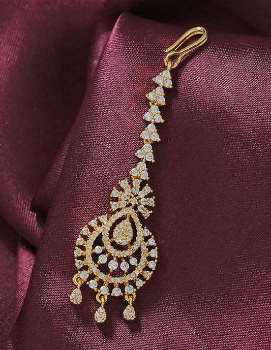 Designer Zirconia Floral Shaped Maang Tikka